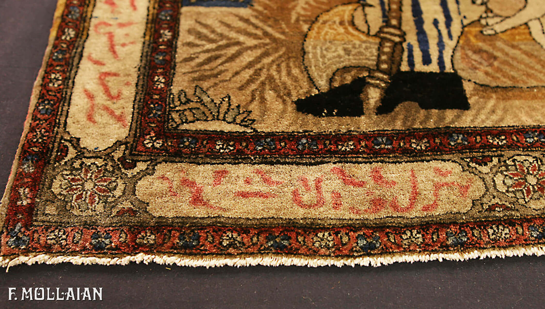 Tappeto Figurativo Persiano Antico Kashan Mohtasham n°:35714199